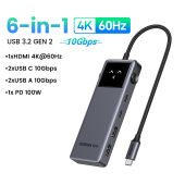 【4K 60Hz】UGREEN Uno 6-in-1 10Gbps USB C Multiport Adapter HUB HDMI for Thinkpad T14 Macbook Air M3 Samsung S26 S25 Ultra iPhone 17 Pro Max