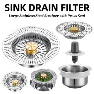 【Ready Stock】Household Sink Drain Filter Stainless Steel Anti‑Blocking Insect Proof Food Waste Catcher Sink Stopper