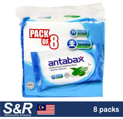 Antabax Antibacterial Cleansing Wipes 10 sheets x 8 packs