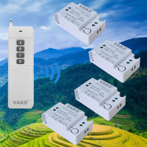 VAKS - Bộ điều khiển từ xa 4 thiết bị xuyên tường - gồm 01 remote RM-300 và 4 công tắt nhận RF10 10A 220V 433Mhz