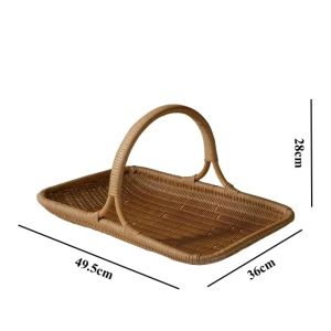 FFBH Natural Plant Rattan Organizers Baskets Kitchen Aesthetic Art Vegetables Fruit Basket Luxury Elegant Wicker Baskets Home Storage B8T9H