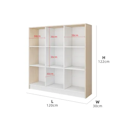 KitchenZ 9 Compartments Book Shelves Premium Wooden Book Cabinet / Bookcase Book Shelf-HMZ-FN-BS-1002