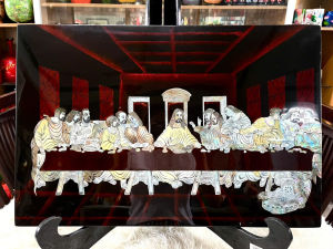 Tranh sơn mài buổi tiệc ly cẩn ốc xà cừ cao cấp ốc chìm hàng xuất khẩu size 40x60 cm treo tường trang trí nhà cửa văn phòng quà tặng tân gia tặng dịp Lễ Tết đầy ý nghĩa