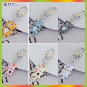 RUASA Cartoon Cat Phone Strap Keychain Bag Decor For Women Girls Cute Long-tailed Cat Anti Lost Cellphone Chain Pendant Phone Lanyard