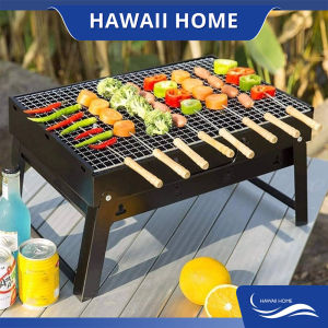 [selected]Hawaii Home Portable Stainless Steel Barbeque Grill Pits Black BBQ 1pc 40 By 30 Cm