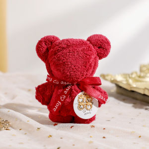 Túi quà tặng kèm gấu bông hộp quà giấy rơm kim tuyến trang trí cao cấp