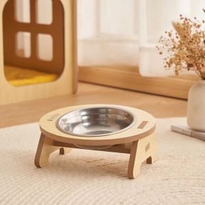 Pet Feeder 2 in 1 Double Bowls Stainless Dog Cat Bowl Cat Feeder Drinking Food Bowl Anti Rollover