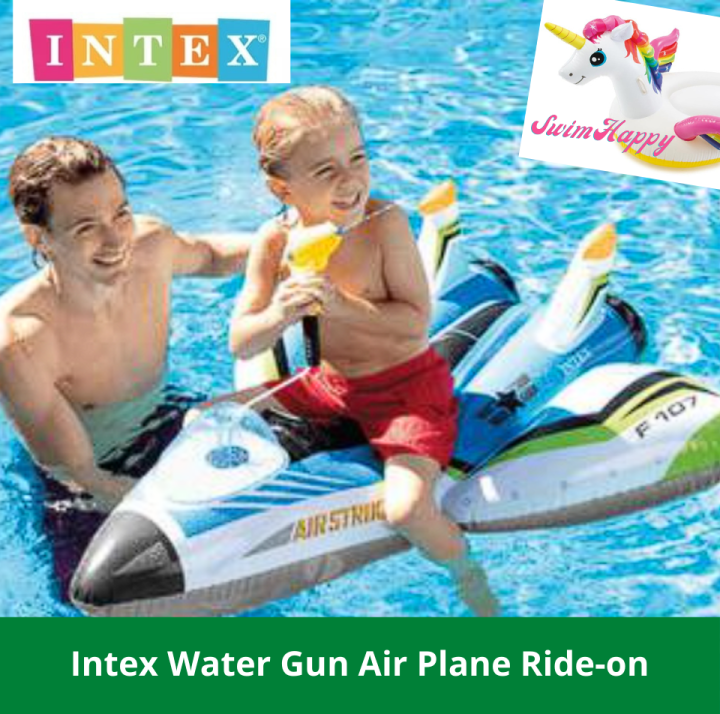 SwimHappy INTEX Water Gun Air Plane Ride-On Summer Toy Inflatable Pool  Float Floater Salbabida Swimming Water Play for Children