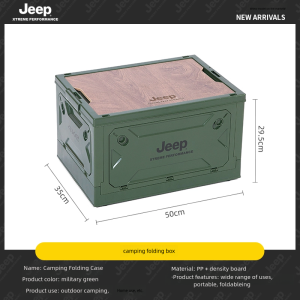 Jeep tinh thần lưu trữ thân 50L có thể gập lại cắm trại hộp với Bìa Lều túi đựng bộ đồ ăn cho du lịch sử dụng ngoài trời hộp lưu trữ lớn