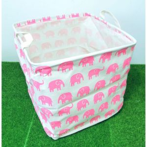 💥READY STOCK💥Square Foldable storage basket waterproof 33x33x33cm dirty clothes laundry bag box cotton linen toys bin