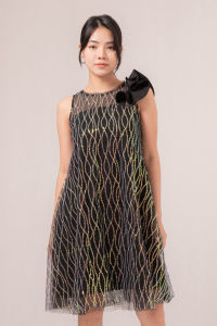 RIMINI - Dress Wanita Pesta Tanpa Lengan Sequins Pita XS-XL - Lisbeth Dress - 85808