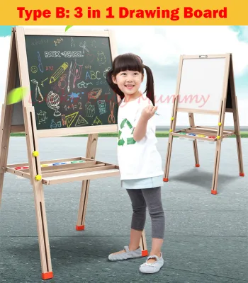 2in1 & 3in1 Multi-Functional Pine Blackboard Whiteboard Drawing board Easel Adjustable Height