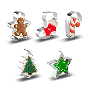 5 Set of Christmas Cookie Molds Stainless Steel Cookie Molds DIY Baking Tools Cookie Cutter