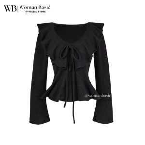 [WOMAN BASIC] Áo len lông thỏ dài tay phối bèo kiểu Pháp dành cho nữ AT31 Áo len lông thỏ áo kiểu cách điệu