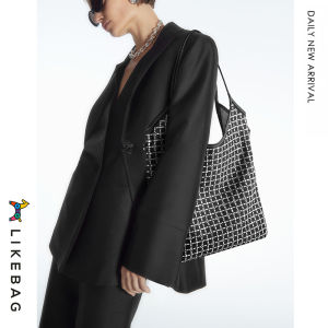 LIKEBAG 2024 new trend high-grade diamond bag Europe and the United States ins dinner wind set diamond handbag large capacity shoulder bag zipper small bag womens bag