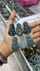 จี้เจ้าแม่กวนอิมหยกบลูโอเชี่ยน ขนาด 2.3*3.8เซน เสริมพลังแห่งความเมตตา