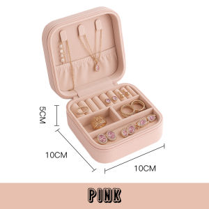 PORTABLE TRAVEL MINI JEWELRY ORGANIZER CASE STORAGE BOX WITH ZIPPER FOR EARRING NECKLACE RING BRACELET