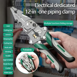 12-in-1 Folding Wire Stripper Electrician Hand Tool / for Cutting Crimping Screwdriver / Multifunctional Wire Cutter / Heavy Duty Foldable Pliers