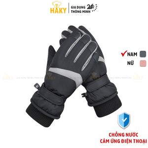 Găng tay nam nữ chống nước lót lông cao cấp giữ ấm mùa đông HAKY053 thiết kế thời trang cảm ứng điện thoại mượt