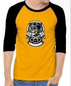 KAOS RAGLAN PRIA Warna SKULL DTF \ KAOS RAGLAN PRIA LENGAN 3\4 ATASAN PRIA / KAOS MURAH / KAOS DISTRO / KAOS SIMPLE / T-SHIRT PRIA