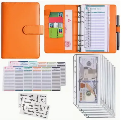 City Goods 12pcs A6 Binder Planner Notebook 6 Holes Binder Pocket Storage Cash Envelope Bills Binder Zip Folder