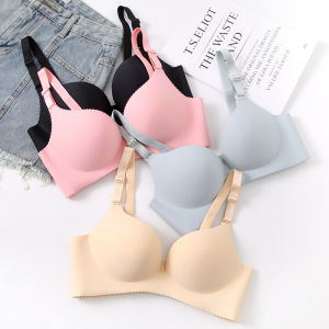 Lizida น่ารักสีทึบ Push-Up รวบรวมชุดชั้นในแหวนไร้โลหะกางเกงชั้นในระบายอากาศ