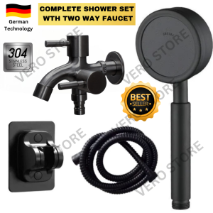 Best Seller Black Shower Set 304 Stainless Steel With Two Way Faucet Faucet 4 Items Stainless Steel Shower Head Hose Bracket Shower Set For Bathroom Shower. 304stainless steel Head With Hose Set High Pressure Bathroom Shower Handheld Shower Set Complete.