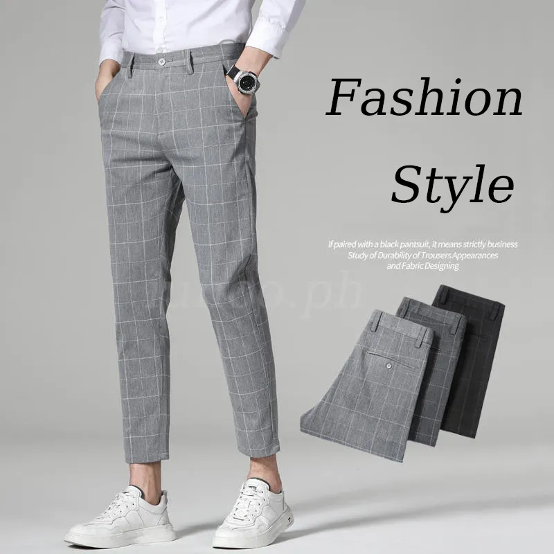 IUHOO Men's Trousers Plaid Pants For Men Slack Office Suit Pants Stripe New  2023 Slightly Pant