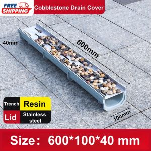 Decorative Linear Drainage Gutter Pebble Stone Cover for Garden Walkway Outdoor Use