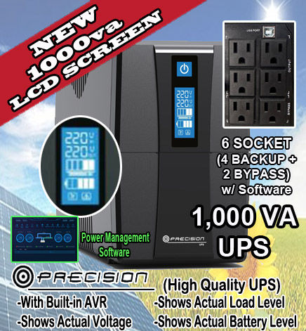 Ups Display PRECISION 1000va UPS with LCD DISPLAY (Multiple Socket) w/ USB Port for ...