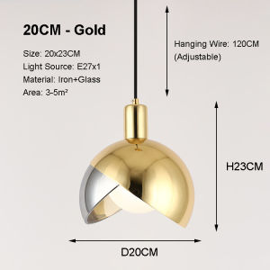 Nordic 20CM Bedside Single-Head Chandelier Bedroom Modern Simple Glass Restaurant Chandelier Creative Long Line Copper Color Small Chandelier