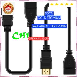 C151 ORIGINAL 100%  KABEL 30 CM CEWE COWO EXTENSI EXTENSION CORD SAMBUNGAN HDMI MALE TO FEMALE PERPANJANGAN PANJANG KONEKTOR CONNECTOR 0.3 METER 1080 FULL HD PENDEK SHORT PREMIUM SOCKET ALL MULTI PORT  Fitur: - High Speed 10.2Gbps/60hz - 1080p & 3D Suppor