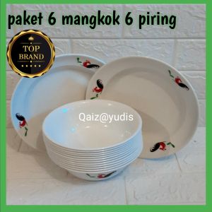 PROMO 1 set (6 piring dan 6 mangkok) plastik murah / piring plastik 1 paket sama mangkok terbaru