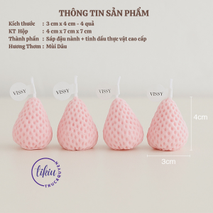 Nến Thơm Handmade TIKIU 3D Bộ 4 Trái DâuTrang Trí Decor Phòng Quà Tặng Phong Cách Hàn Quốc Sáp Đậu Nành Tự Nhiên 2023