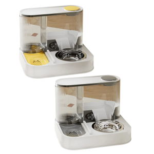 Elevated Feeder Automatic Water Supply System Detachable Metal Bowl Slip Resistant Base For Pet