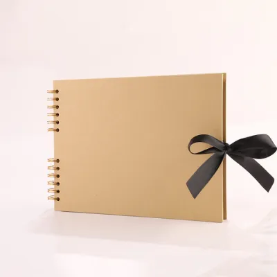 40 Page DIY Handmade Photo Album Bowtie Ribbon Craft Album Scrapbook Book Kraft Album Anniversary Wedding