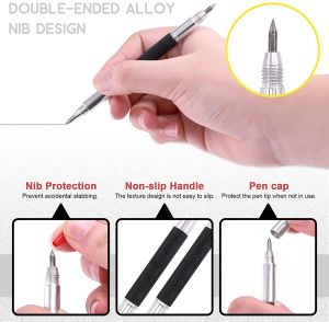 Tungsten Carbide Tip Scriber DIY Scribing Etching Pen Double head Engraving Marking Pen for Glass Metal Wood Ceramics Stone