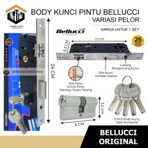 Body kunci pintu Fullback Pelor + Silinder komplit Bellucci Lidah BLC