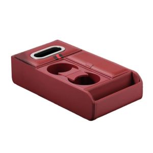 MIIQNUS Da PU Đệm tựa tay ô tô Sang trọng Đa chức năng Hộp đựng đồ trên ô tô Di động 2 giá đỡ cốc nước Đệm nâng cao tay vịn Nội thất ô tô