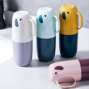 WARMSUN Kids Adults Travel Elephant Shaped Portable Toothbrush Case Box Cup Storage Containers Toothpaste Cover