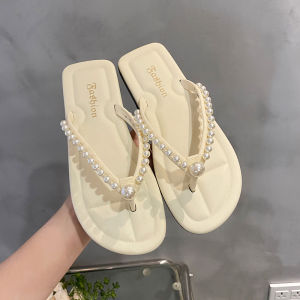 Free Shipping Pearl Flip-Flops WomenS Outdoor Sandals Summer Beach Slippers Sandals For The Beach