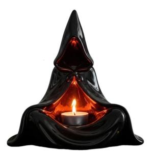 Resins Mystical Wizard Statue Resins Tealight Candleholder Hooded Cloak Sculpture Candlestick Halloween Decors Gift