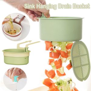 JIYAN2866 Openable Bottom Sink Hanging Drain Basket Separate Press Dumping Waste Kitchen Sink Filter Strainer  Creative Sink Storage Rack