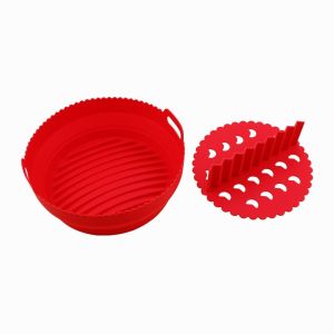 ZYJC Reusable Silicone Air Fryer Trays Foldable Round/Square Pot Oven Liner Multipurpose with Divider Pad Air Fryer Silicone Pot Air Fryer Accessories
