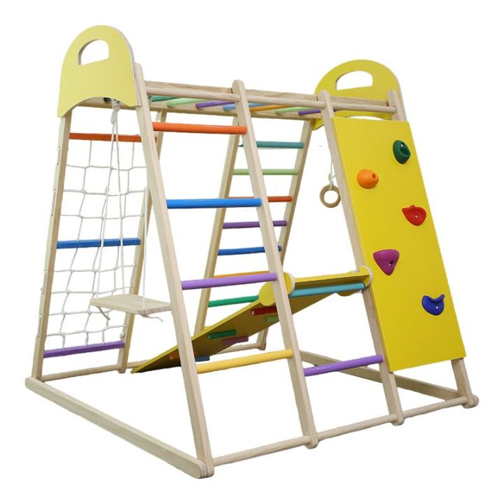 Kids' Indoor Climbing Frame Solid Wood Slide Swing Set