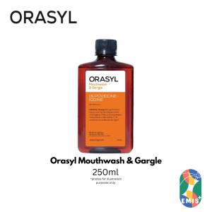 (500ml/250ml) ORASYL Orange Povidone-Iodine Antiseptic Mouth Gargle - Improve Oral Hygiene Alcohol-Free