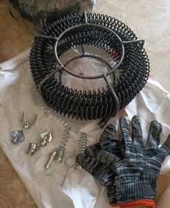 Cuộn dây lò xo thông tắc cống phi 16mm kèm đầu phụ kiện và nối máy khoan điện 18 mét và 21 mét