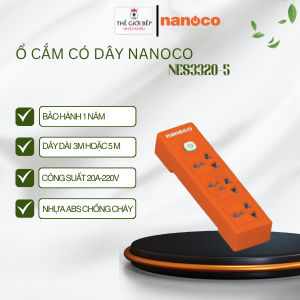 Ổ Cắm Điện Nanoco NES3320-5 3 Ổ Cắm Đa Năng Dây Dài 5m Vỏ Nhựa ABS Chống Cháy - BNK