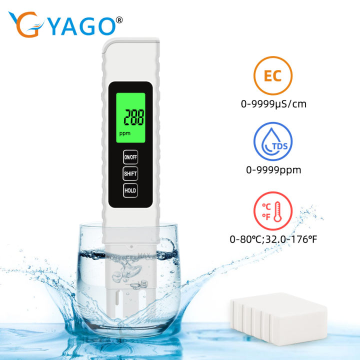 RCYAGO 3-in-1 TDS pen Water Quality test pen EC meter Conductivity Test ...