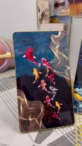 ภาพวาดตกแต่ง ไม่ต้องเจาะ ติดตั้งง่าย ตกแต่งบ้าน กรอบรูปของขวัญบ้านใหม่รูปภาพเรือใบ/กวาง/9 ปลาโชคดี!